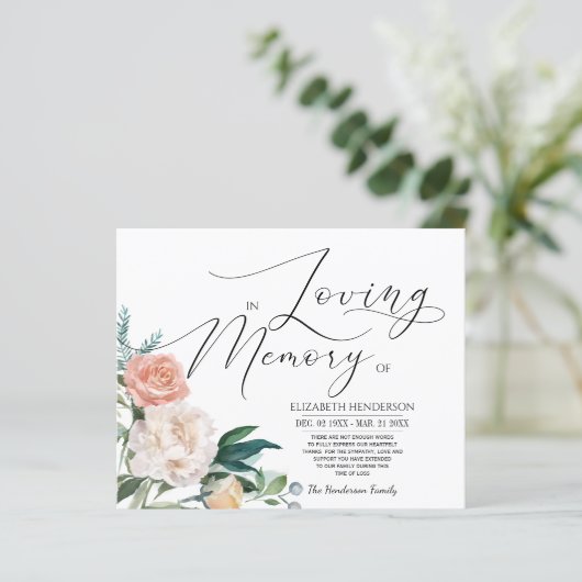 Budget Blumengeflecht Erinnerung /Vielen Dank. (Stehend Vorderseite)