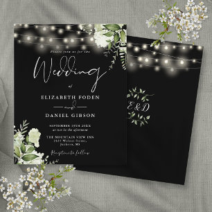 Budget Blumengirlanden Schwarze Hochzeitseinladung