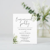 Budget Blumengrün Engagement Partei Einladung (Stehend Vorderseite)