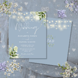 Budget Blumenlampen Dusty Blue Wedding Einladung