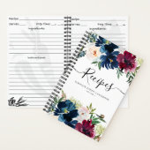 Budget Blumenmarsche Blaue Burgund Wasserfarben Re Notizblock (Innen)