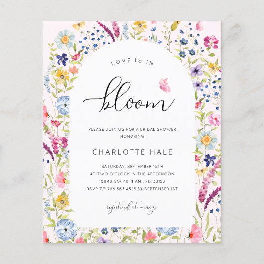 Budget Blumenrosa Brautparty (Vorderseite)