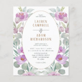 Budget Blumenrosa Wasserfarben Hochzeit Einladung (Vorderseite)