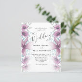 Budget Blumenrosa Wasserfarben Hochzeit Einladung (Stehend Vorderseite)