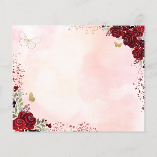 Budget Blumenrot-Quinceanera Save the Date (Rückseite)