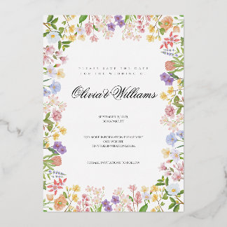Budget Blumenschrift Hochzeitseinladung Folieneinladung