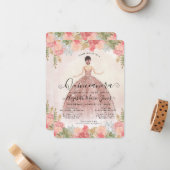 Budget Blumenstrauß Rose Rosa Prinzessin Quinceane Mitteilungskarte (Vorderseite/Rückseite Beispiel)