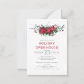 Budget Blumenweihnachtsfest Offenes Haus Party Mitteilungskarte (Vorderseite)