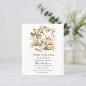 Budget Blumenzeit für Tee-Brautparty Einladung (Stehend Vorderseite)