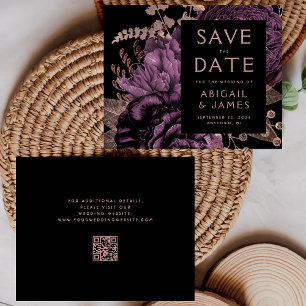 Budget Blumige Lila Rose Gold QR Code Hochzeitster
