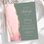 Budget Blush Agate Sage Green Hochzeit Einladung
