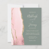 Budget Blush Agate Sage Green Hochzeit Einladung (Vorderseite)