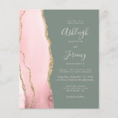 Budget Blush Agate Sage Green Hochzeit Einladung (Vorderseite)