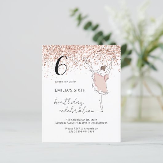 Budget Blush Ballerina Jeglicher Glitzer Geburtsta (Stehend Vorderseite)