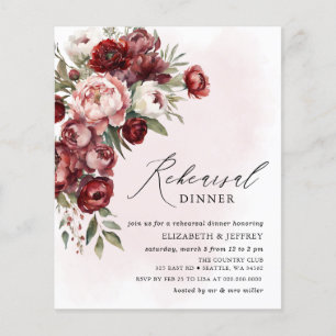 Budget Blush Burgundy Probe Dinner Einladungen