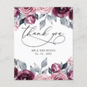 Budget Blush Burgundy Wedding Thank You Card (Vorderseite)