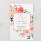 Budget Blush Coral 2023 Grad Einladung (Vorne/Hinten)