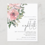 Budget Blush Florals Achtzigste Party Einladung (Vorderseite)