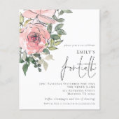 Budget Blush Florals Fortieth Birthday Einladung (Vorderseite)