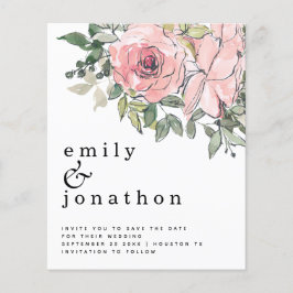 Budget Blush Florals Hochzeit speichern das Datum