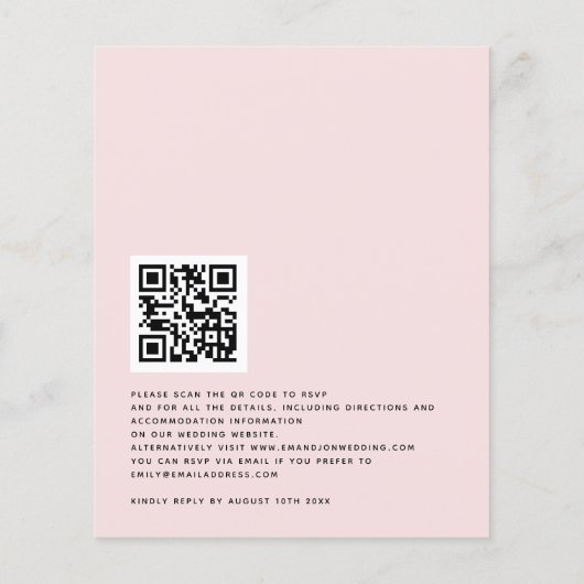 Budget Blush Florals QR Code Hochzeitsempfehlung (Rückseite)
