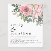 Budget Blush Florals QR Code Hochzeitsempfehlung (Vorderseite)