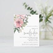 Budget Blush Florals Sweet 16 Einladung (Stehend Vorderseite)