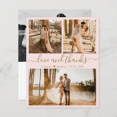 Budget Blush Foto Collage Hochzeit Danke Karte (Vorne/Hinten)