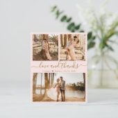 Budget Blush Foto Collage Hochzeit Danke Karte (Stehend Vorderseite)
