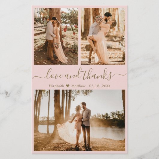 Budget Blush Foto Collage Wedding Danke Flyer (Vorne)