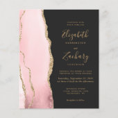 Budget Blush Gold Agate Dunkle Hochzeit Einladung (Vorderseite)
