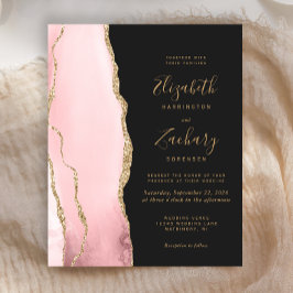 Budget Blush Gold Agate Dunkle Hochzeit Einladung