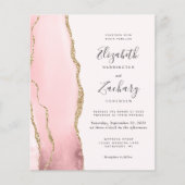 Budget Blush Gold Agate QR Code Einladung (Vorderseite)