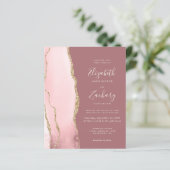 Budget Blush Gold Agate Rose QR Code Hochzeit (Stehend Vorderseite)