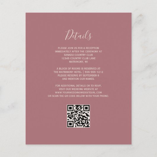 Budget Blush Gold Agate Rose QR Code Hochzeit (Rückseite)