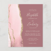 Budget Blush Gold Agate Rose QR Code Hochzeit (Vorderseite)