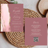 Budget Blush Gold Agate Rose QR Code Hochzeit