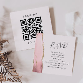 Budget Blush Gold Agate Wedding QR Code UAWG Begleitkarte