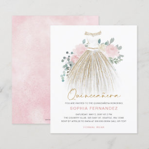 Budget Blush Gold Glitzer Dress Quinceañera Einlad