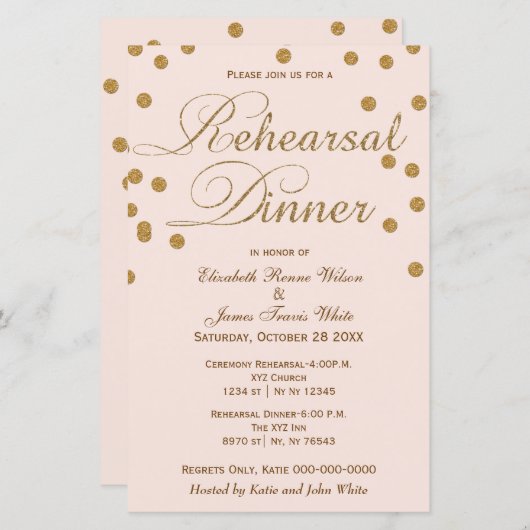 Budget Blush Gold Glitzer Probe Dinner einladen (Vorne/Hinten)