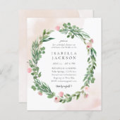 Budget Blush Green Foliage Brautparty Einladung (Vorne/Hinten)