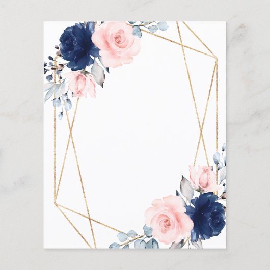 Budget Blush & Navy Blue Probe Dinner Einladung (Rückseite)