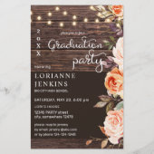 Budget Blush & Peach Floral Rustic Grad Foto MED Flyer (Hinten)