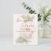 BUDGET Blush Peony Bloral Bridal Dusche Einladung (Stehend Vorderseite)