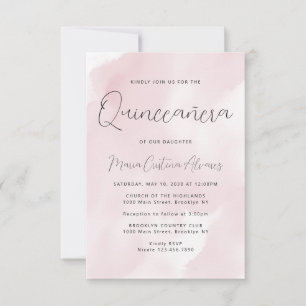 Budget Blush Pink 15. Geburtstag Quinceañera Einla Mitteilungskarte