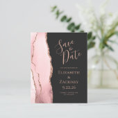 Budget Blush Pink Agate Rose Gold Save the Date (Stehend Vorderseite)