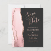 Budget Blush Pink Agate Rose Gold Save the Date (Vorderseite)