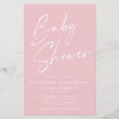 Budget Blush Pink Einfache Script Baby Dusche (Vorderseite)