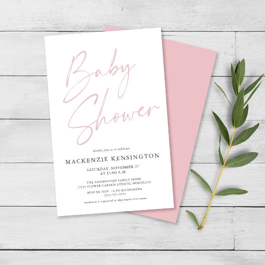 Budget Blush Pink Einfache Script Baby Dusche FLYE Flyer