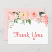 Budget Blush Pink Floral Danke Karte (Vorne/Hinten)